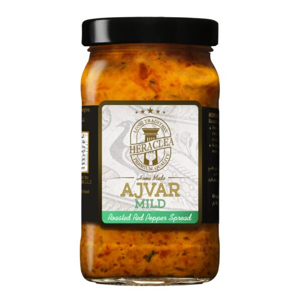 A jar of Heraclea Ajvar Mild, a delicious Balkan pepper spread.